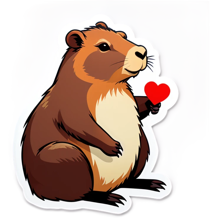 Capybara with a hart emoji
