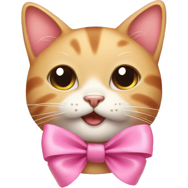 Smiling cat with pink bow  emoji