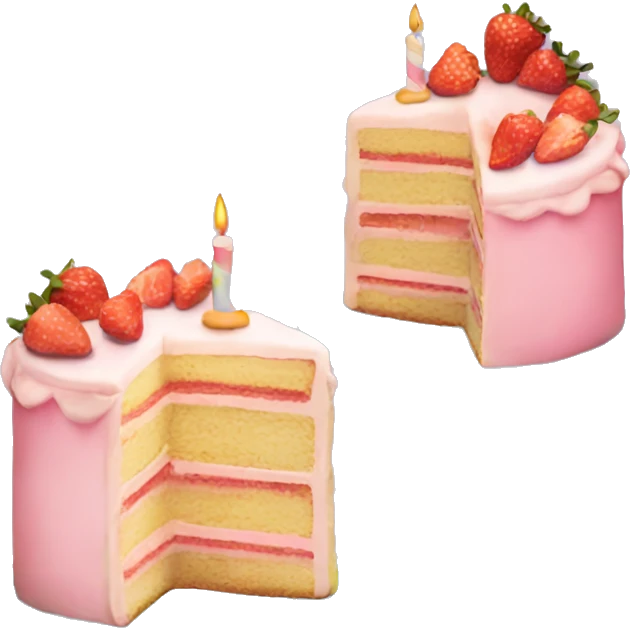 Pastel Birthday cake with strawberry emoji