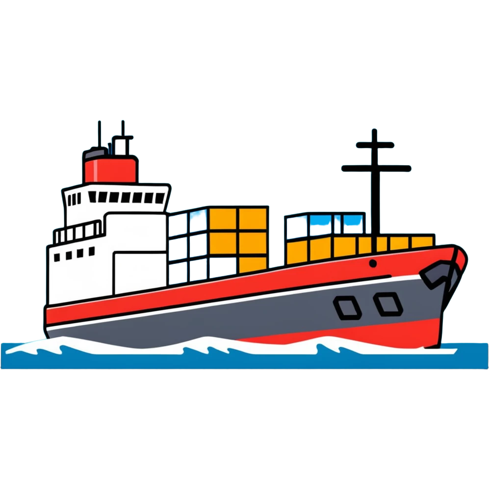 Cargo container ship in ocean emoji