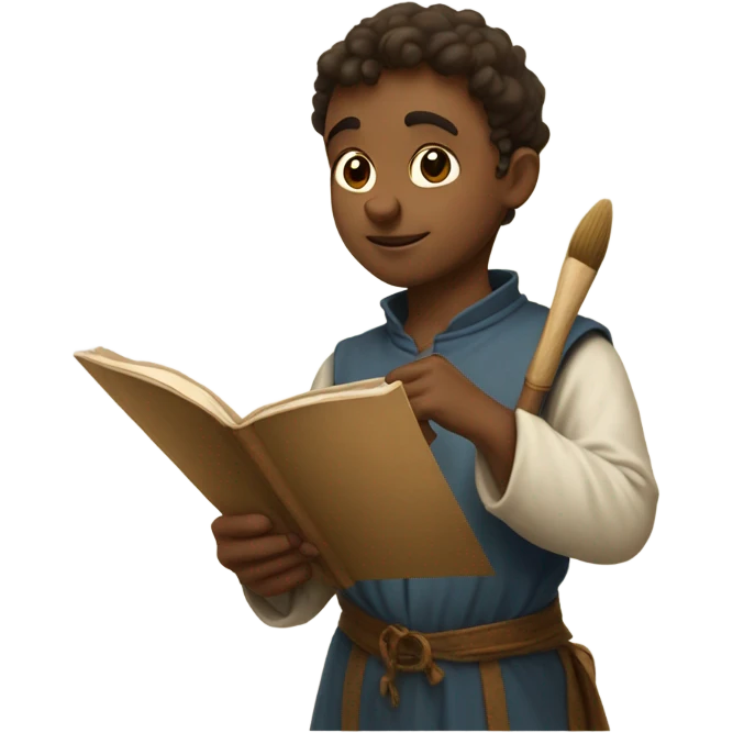 medieval painter boy with brush and list emoji