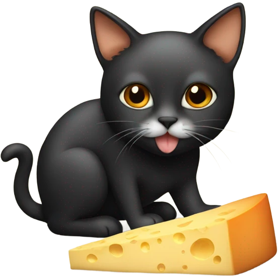 Black and orange brown Cat eating cheese block emoji