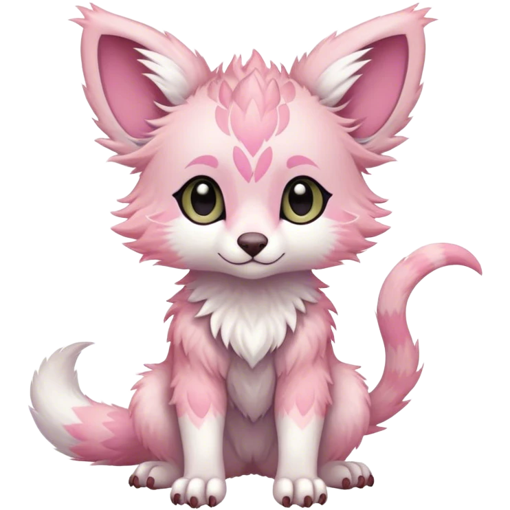 Feral Rare Fantasy cute pastel pink Vernid-Trico-species by LiLaiRa, random markings, tufted ears, full body emoji