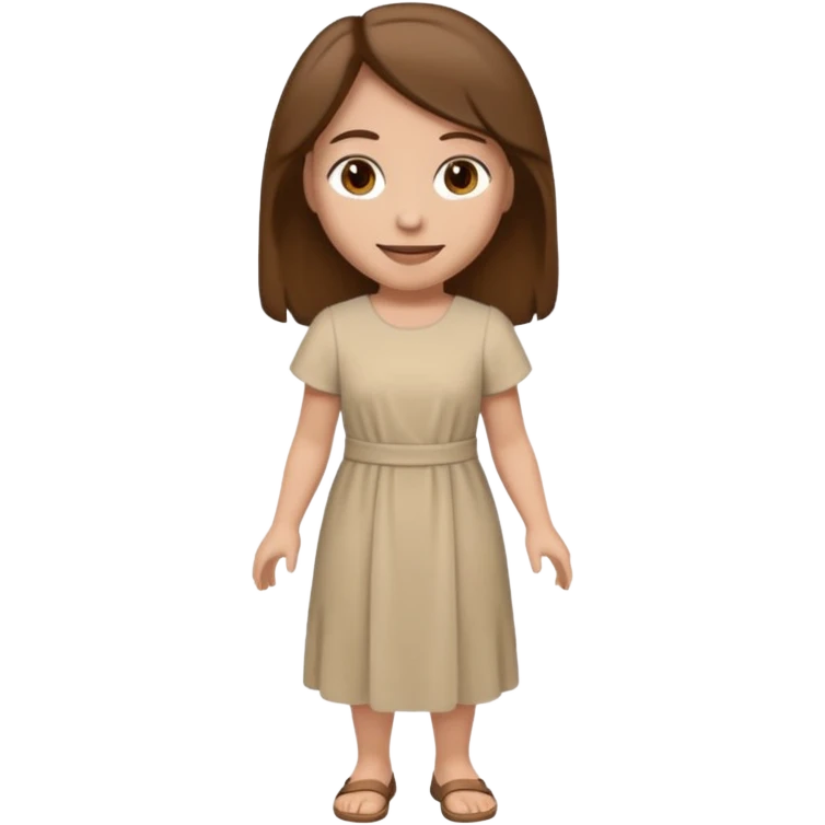 fullbody, head-to-toe, Lazarus's sister, Jesus's friend, with brown hair and beige dress, normal emoji style, walking emoji
