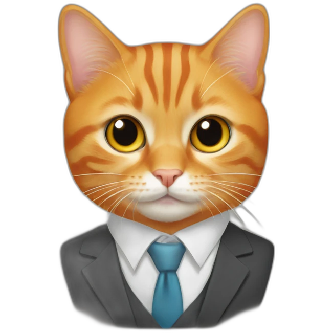 orange tabby cat on a social suit emoji