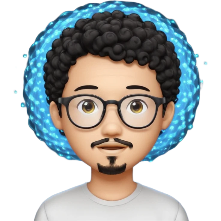 A young boy DEVELOPER WITH A laptop, black curly short hair, wearing glasses, a thin goatee, his skin is asian

Add the word "PIF" floating around him emoji