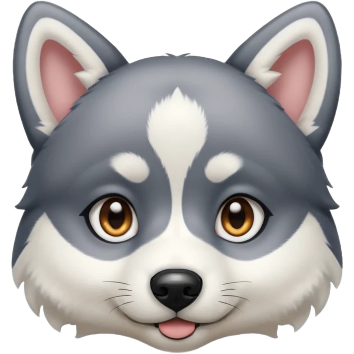 perrito husky con orejas negras cabeza  blanca y heterocromia emoji