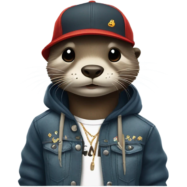 An otter wearing streetwear emoji