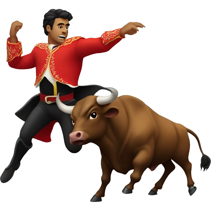 a bullfighter dodges a bull emoji