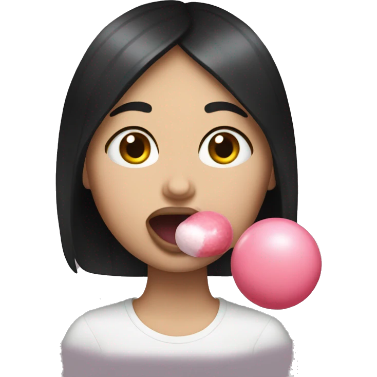 White girl with Black hair chewing bubblegum  emoji