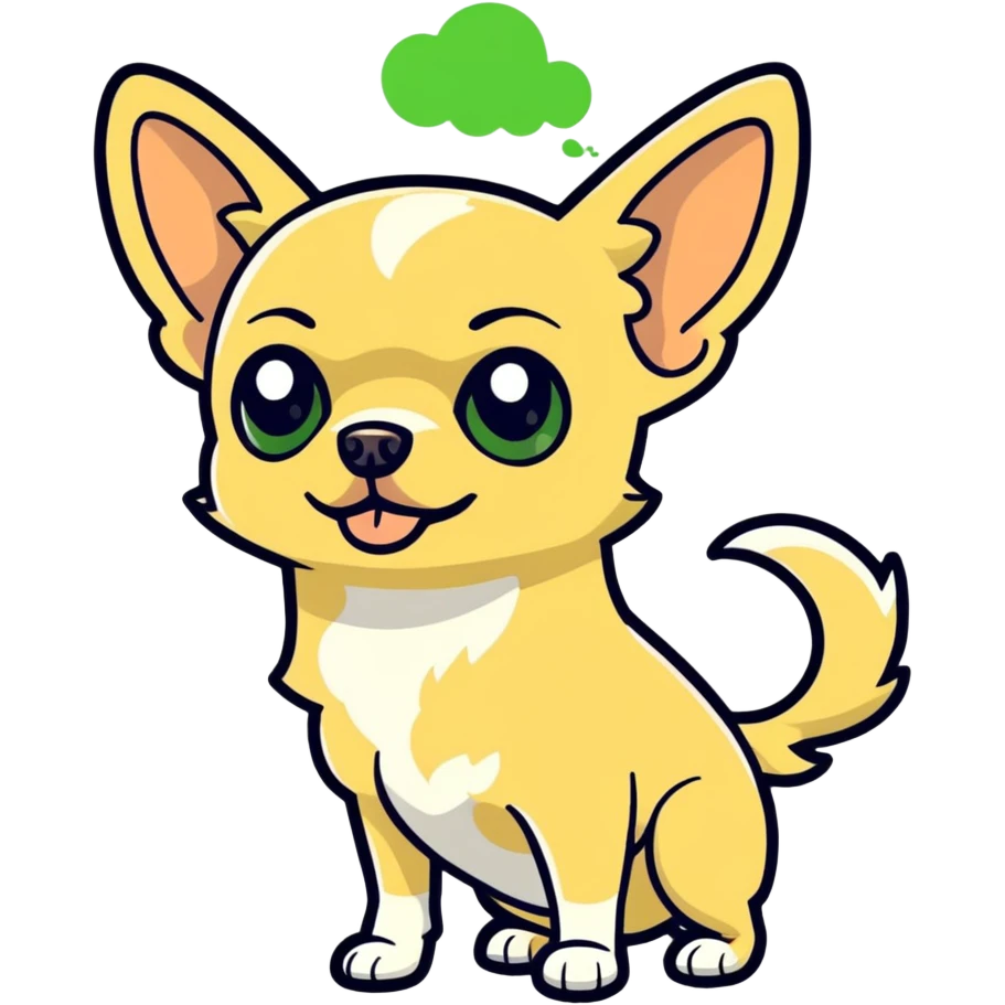 Blonde Chihuahua farting out a green fart cloud emoji