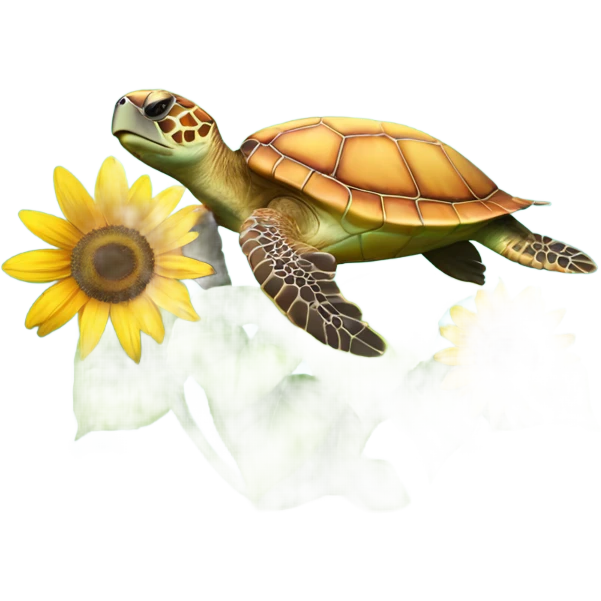 Sea turtle with sunflower  emoji