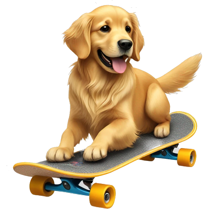 Golden retriever riding a skateboard  emoji