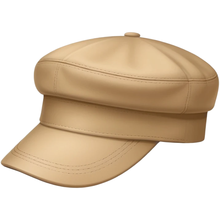 A beige Kangol flat cap from side view, isolated object, iOS emoji style, no human, light tan color emoji