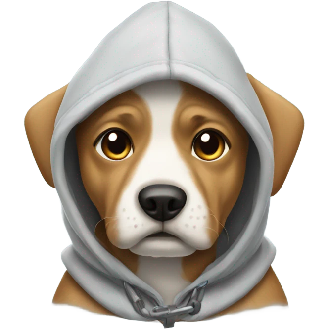 Dog wearing a hoody and harness emoji