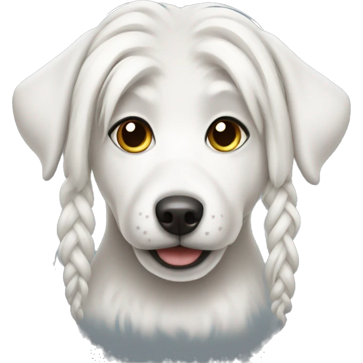 white dog with pigtails  emoji