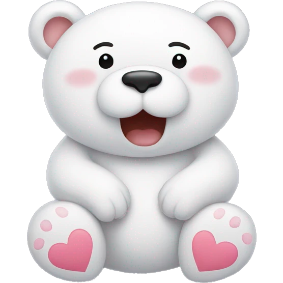 white cute bear emoji with hearts emoji