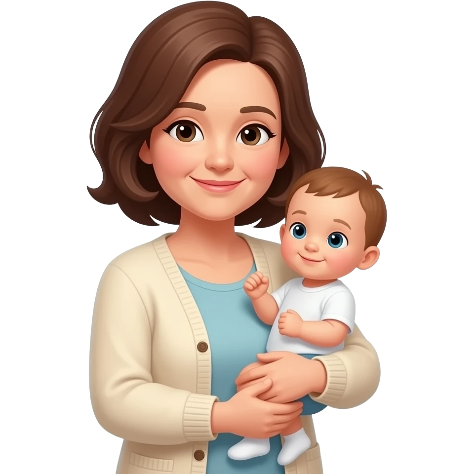 white grandma with brown hair holding baby emoji