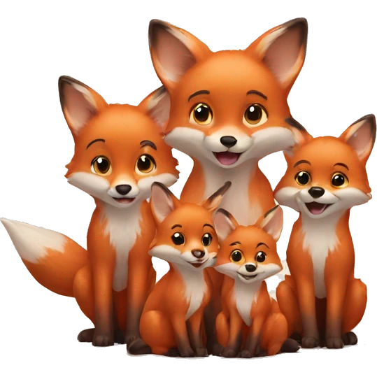 little fox playing with 3 little kids emoji