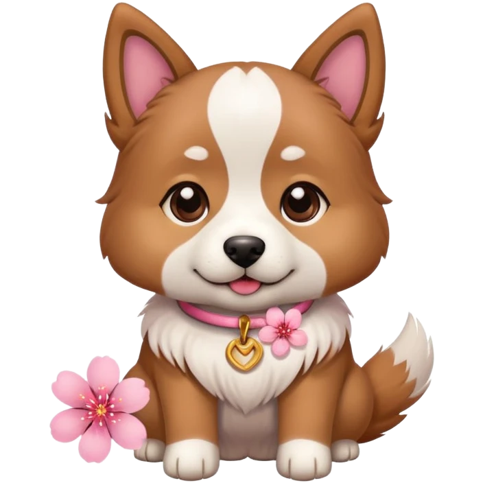 Cute doggie, gives you a sakura flower emoji