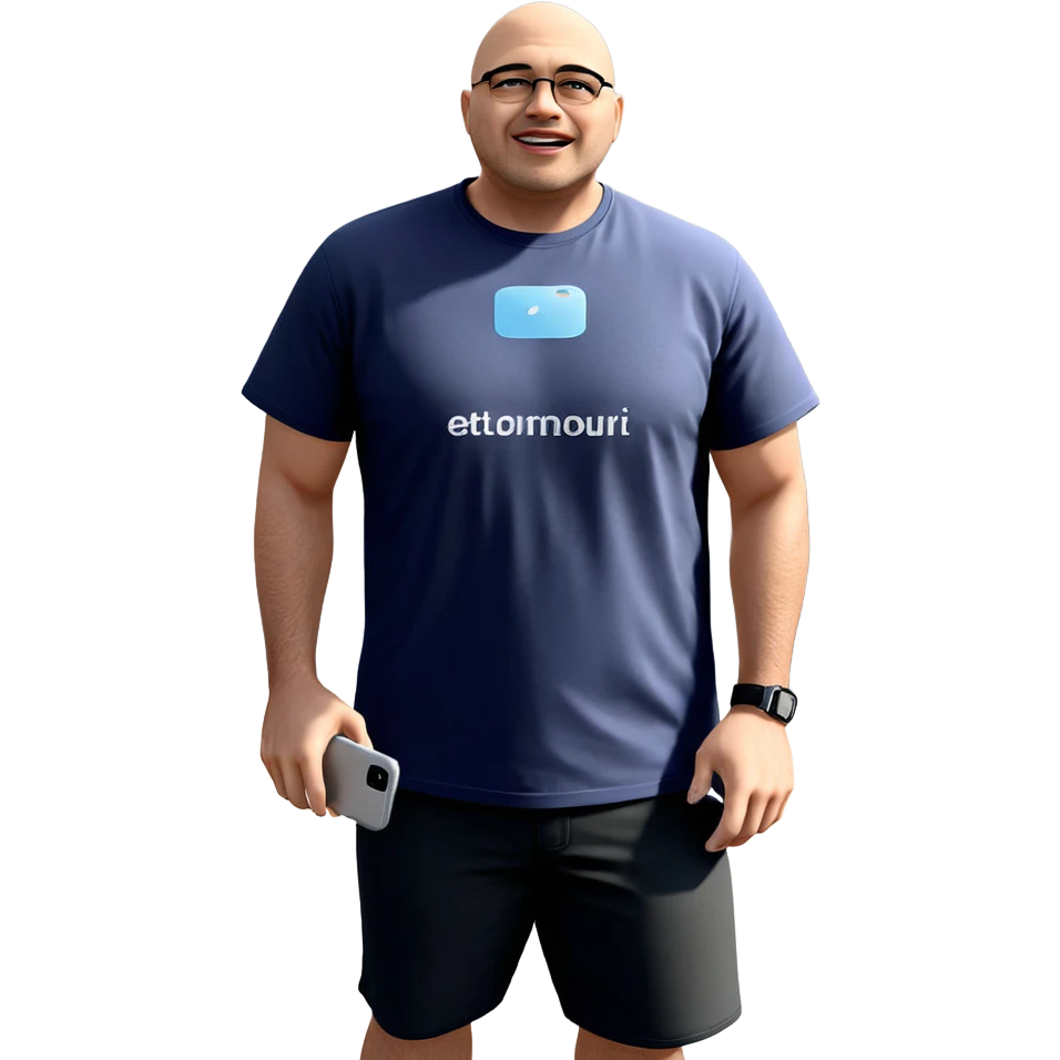 bald guy with phone outdoors emoji