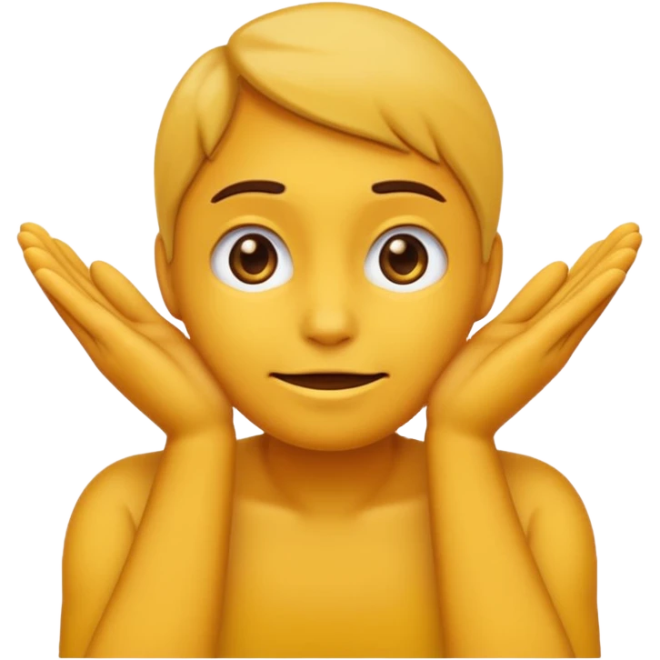 darkened yellow emoji face with hands on cheeks, iOS emoji style emoji