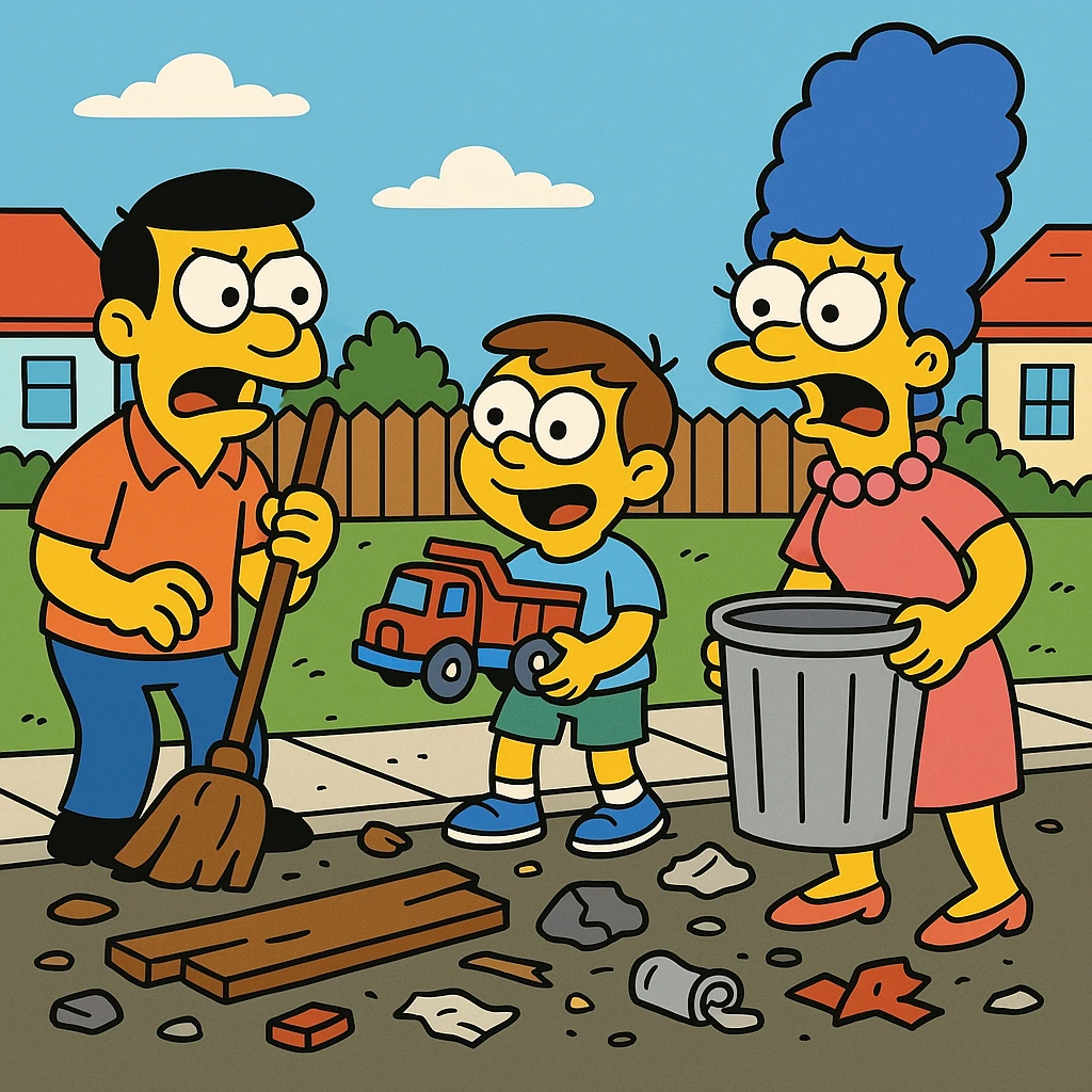 Debris – pieces of broken or leftover things.
After the storm, debris was scattered all over the street.
 emoji