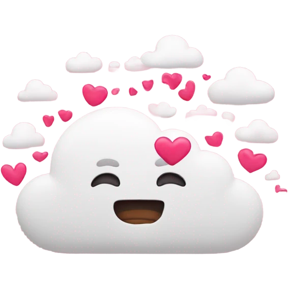 Thoughts cloud with pink heats emoji