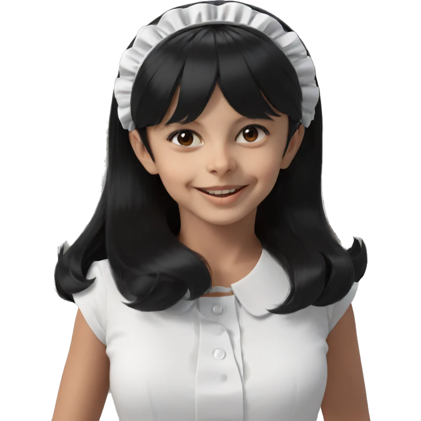smiling maid with black hair emoji