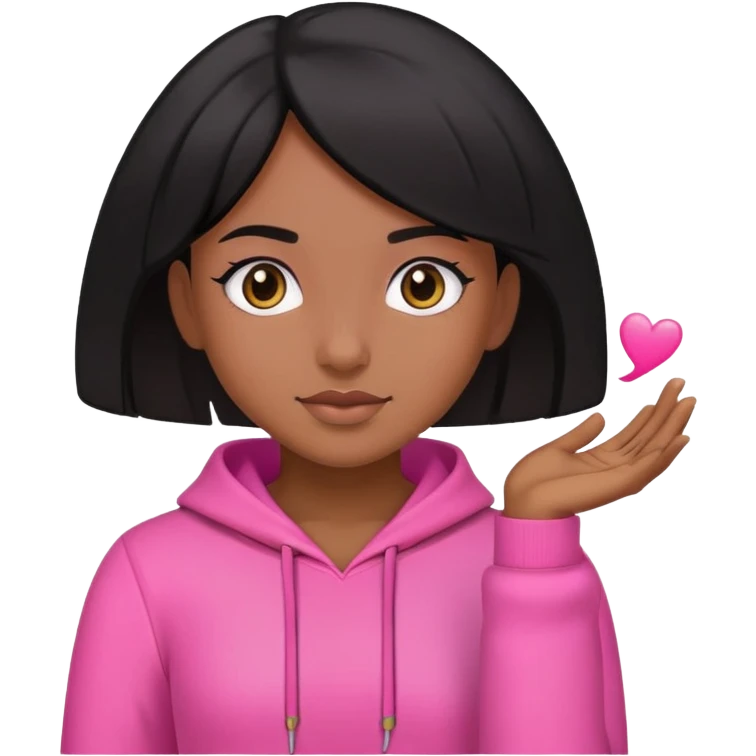 Brown girl black hair pink outfit emoji