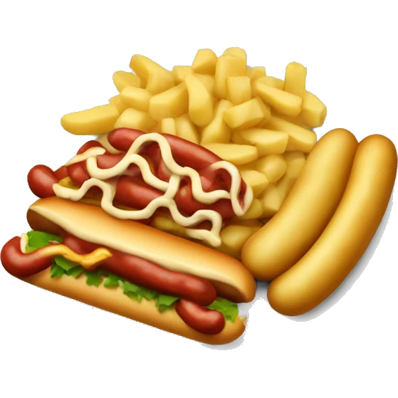 Plate with macaroni, potatoes, hotdog on top emoji