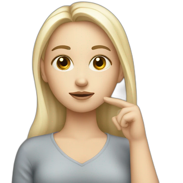thinking white skin girl with a hand by her face emoji