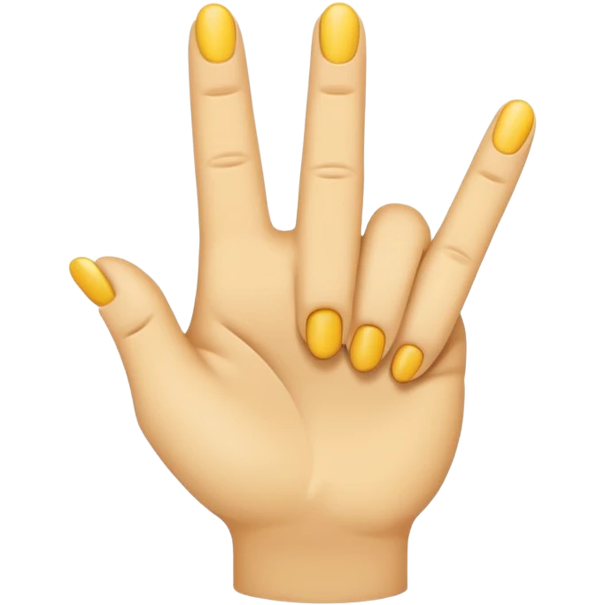 A minimal, emoji-style hand icon similar to the classic middle finger emoji, but with the ring finger raised instead of the middle finger. Flat design, smooth rounded shapes, soft yellow emoji skin tone, simple shading, centered on a transparent background, modern and clean iOS-style emo emoji
