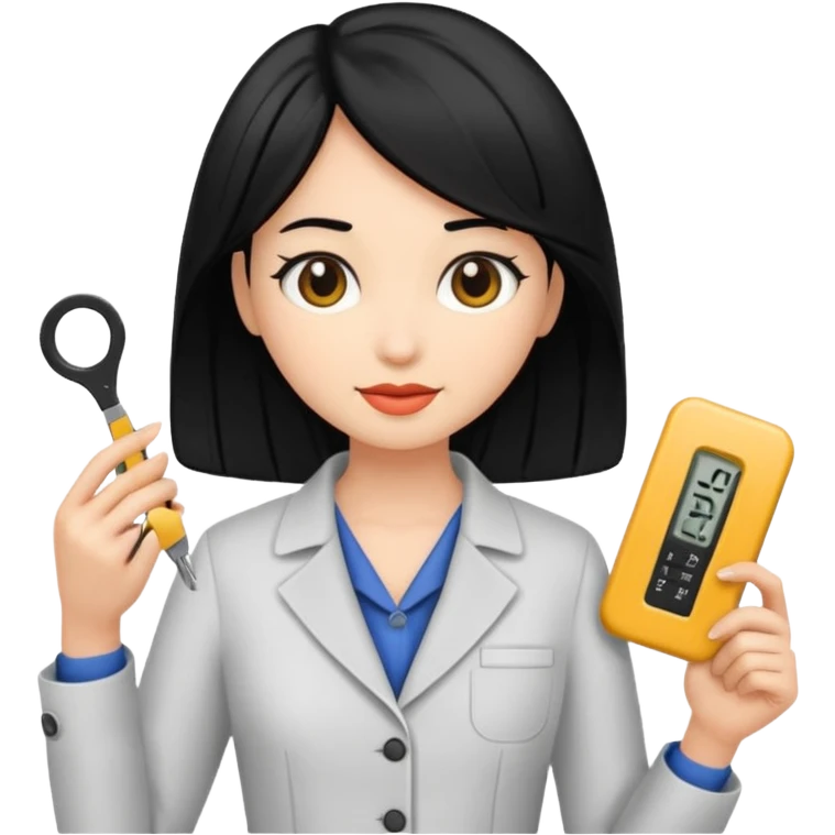 tailor woman holding measure black hair emoji