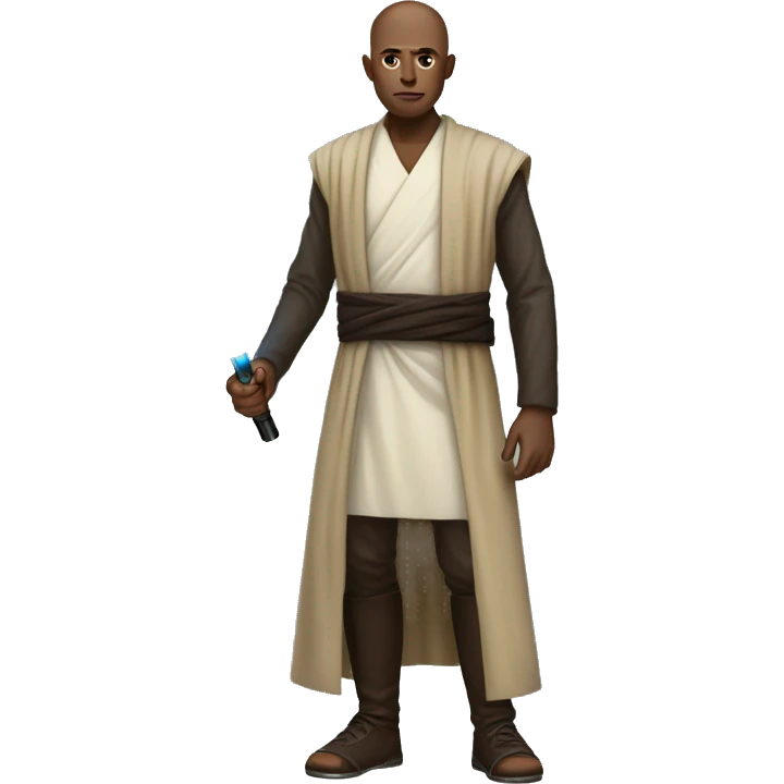 bald medium dark skin jedi full body with a ligtsabre  emoji