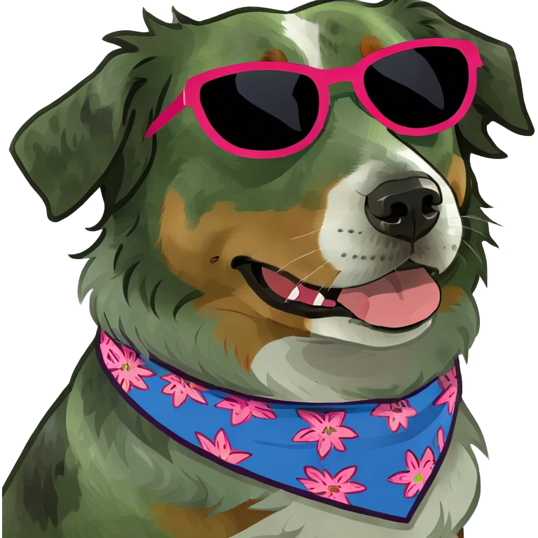 Blue Merle Australian shepherd wearing sunglasses emoji