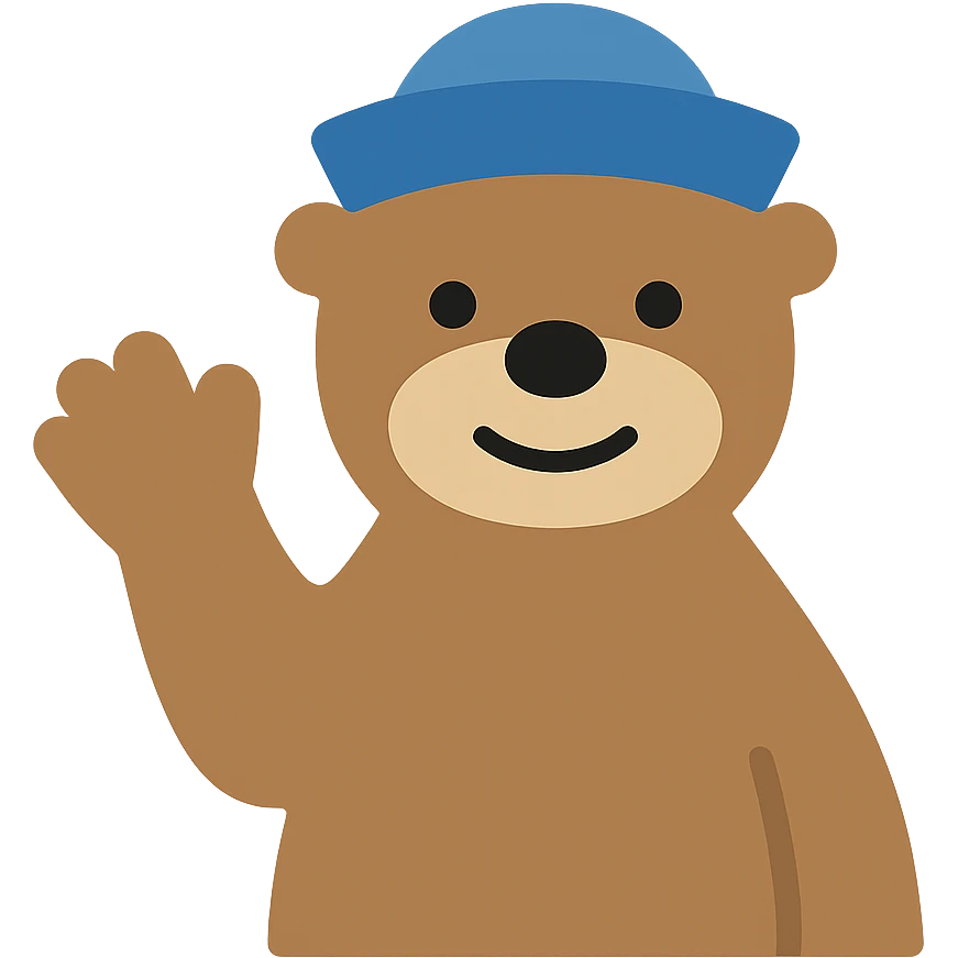 An otter with a blue hat on waving hi emoji