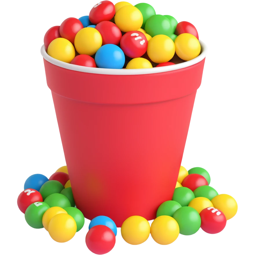 m&ms in a red cup, cup with a few m&ms spilled emoji