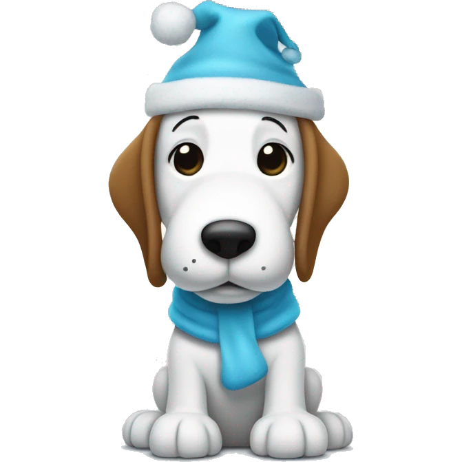 Snoopy with baby blue Christmas hat emoji