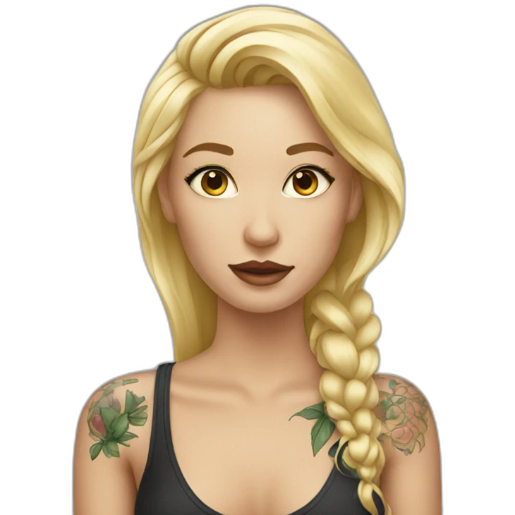 femme blonde avec tatouages emoji