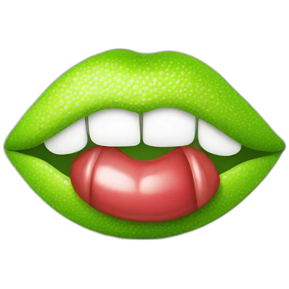 Lips with a lime emoji