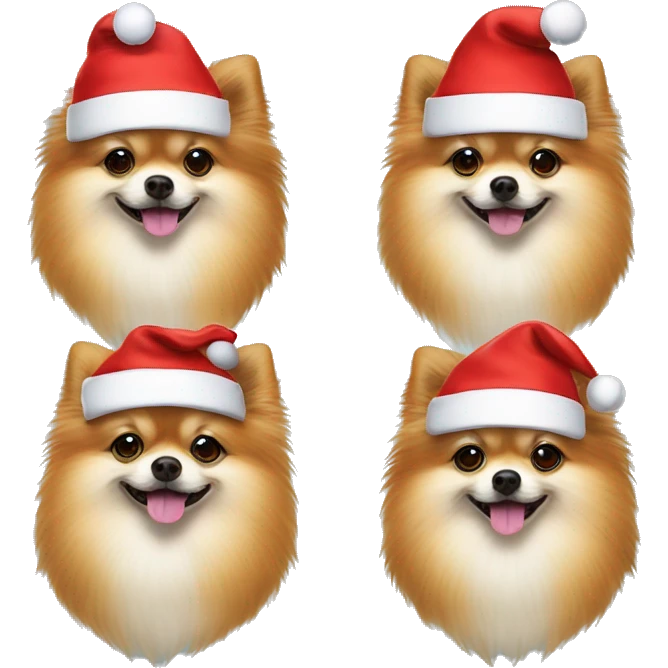 Pomeranian dog in Santa Claus hat emoji