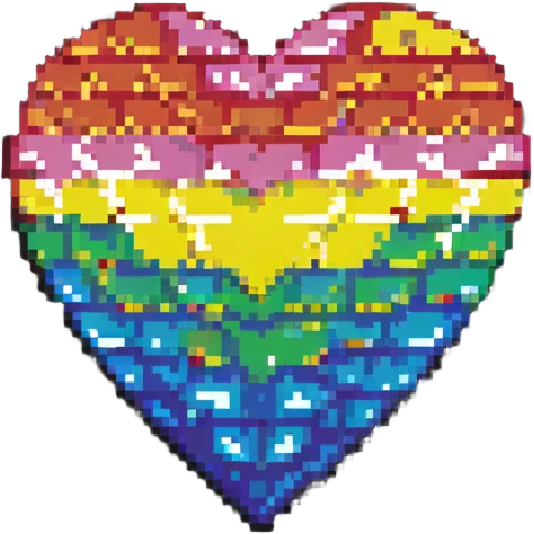 pixelated heart with rainbow colors emoji