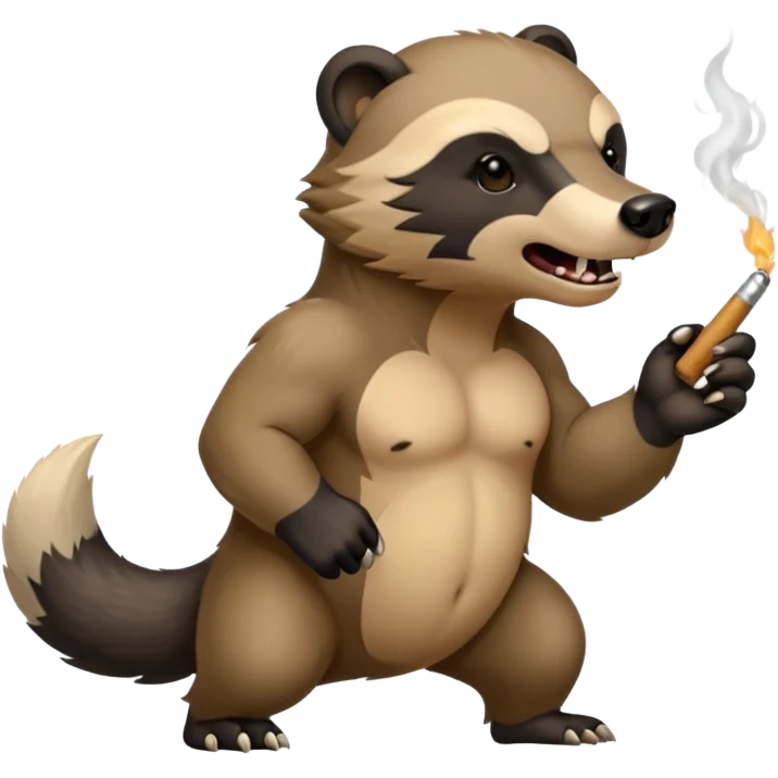 honey badger smoking a cigarette chasing a bear emoji