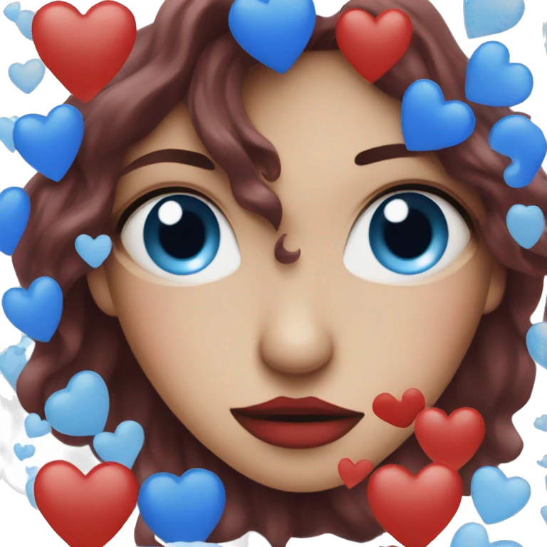 Half red and half blue heart emoji