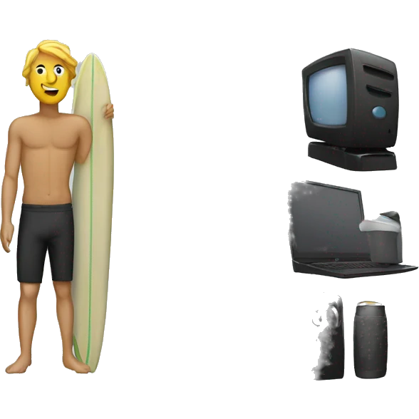 working surfer with mac emoji