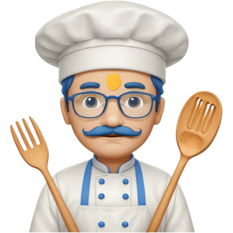 italian chef, blue, with mustace, wearing glasses emoji