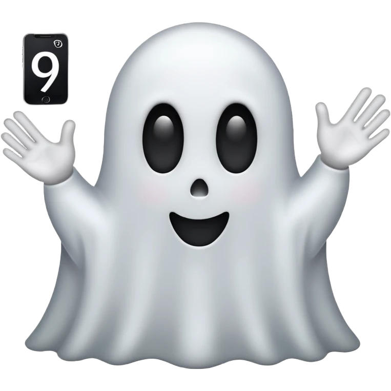 iphone ghost emoji holding a number 9 emoji