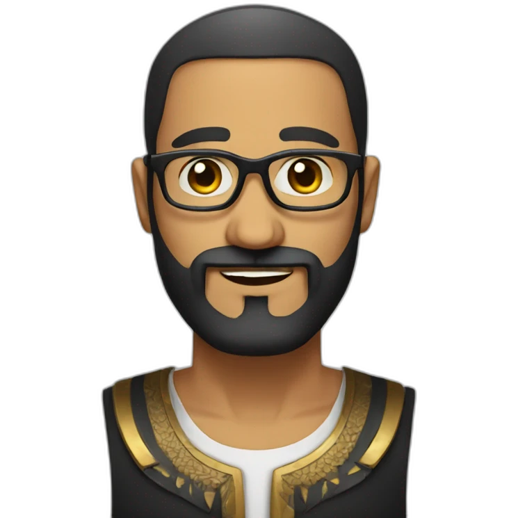 Egyptian man with beard and glass and big forehead emoji