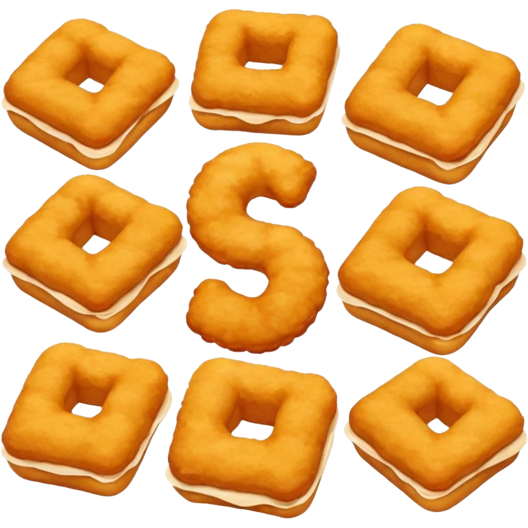 A bunch of chicken nuggets doing six seven emoji